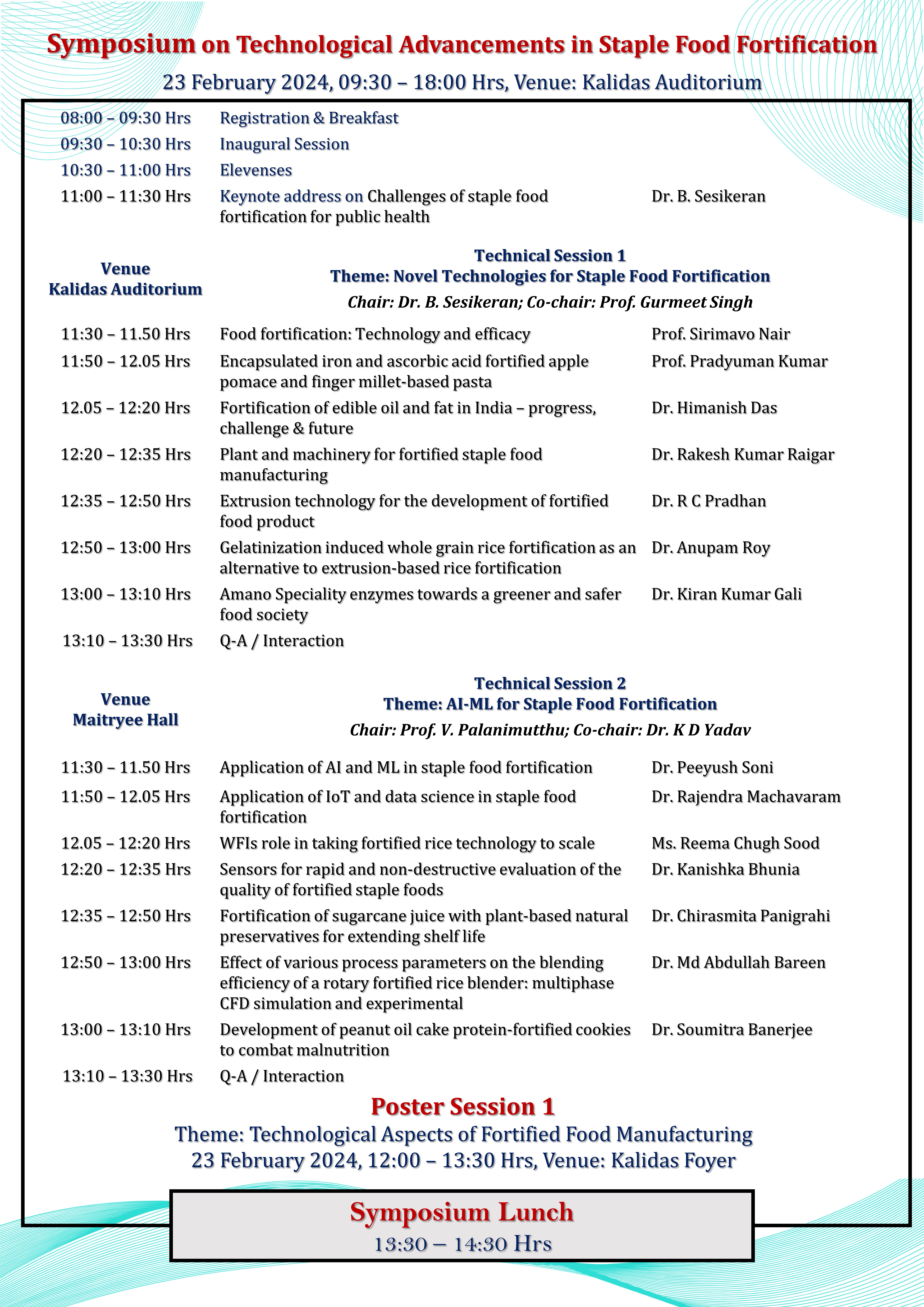 Symposium Schedule Day 2 Morning
