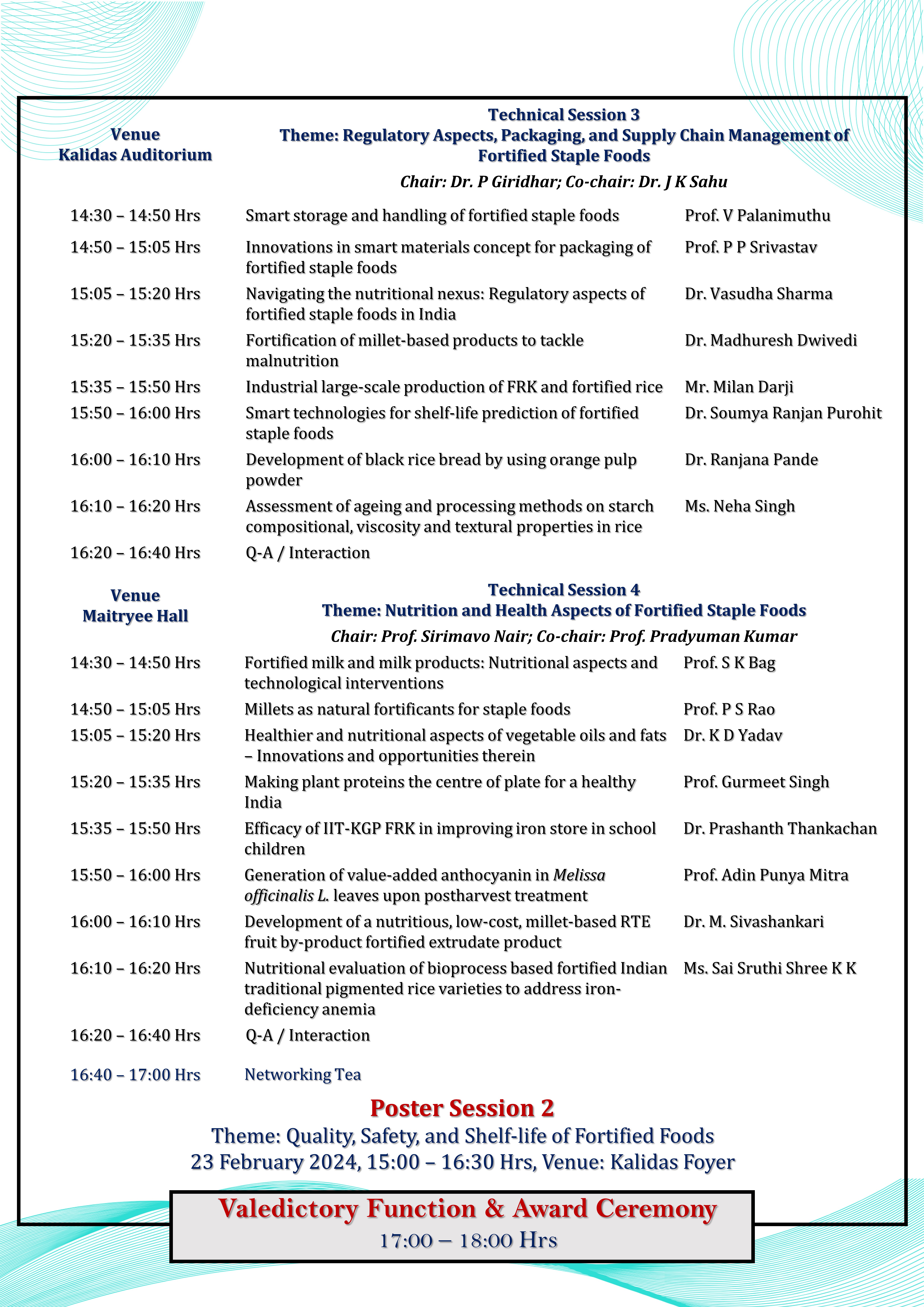 Symposium Schedule Day 2 Afternoon